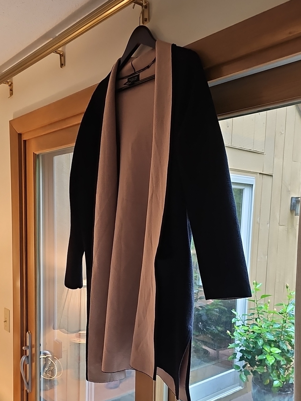 Rachel Zoe Black Cardigan Sweater With Taupe Trim